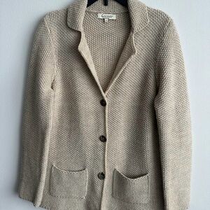 COCOGIO Knitted Beige Cardigan Made in Italy Wool Size Small